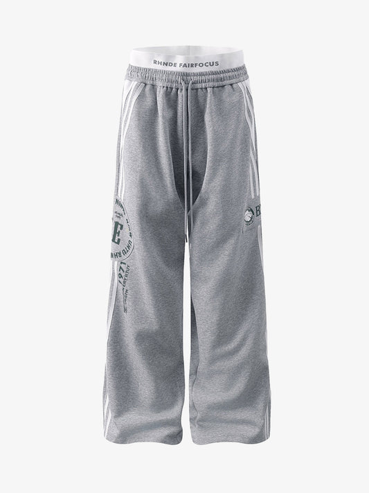 Retro Striped Double Waist Pants