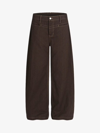 Vintage Contrast Thread Barrel Pants