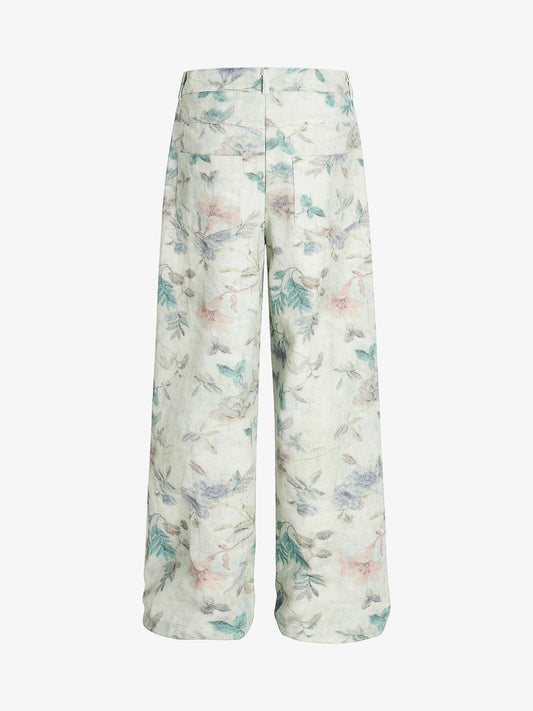 Vintage Floral Print Straight Jeans