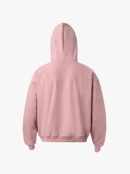 Suede Double-Ended Zippered Cropped Hooded Jacket