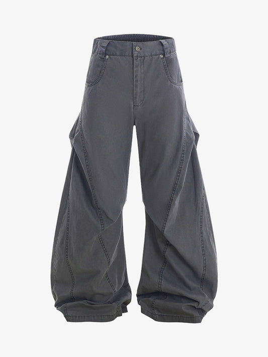 Vintage Distressed Pleated Barrel Pants
