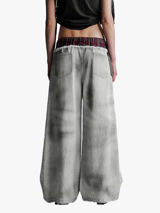 Thesupermade Waistband Patch Drawstring Jeans