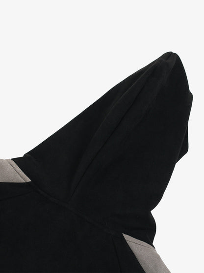 Suede Foam Letter Patchwork Zipper Shorts Jacket