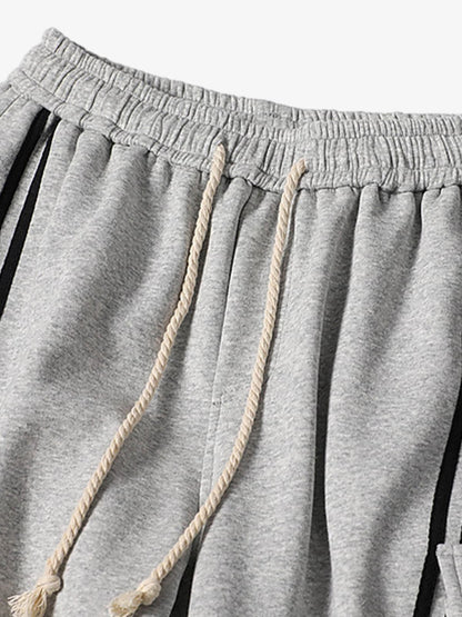 Cotton Web Stitching Letter Print Drawstring Barrel Pants