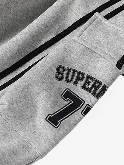 Cotton Web Stitching Letter Print Drawstring Barrel Pants