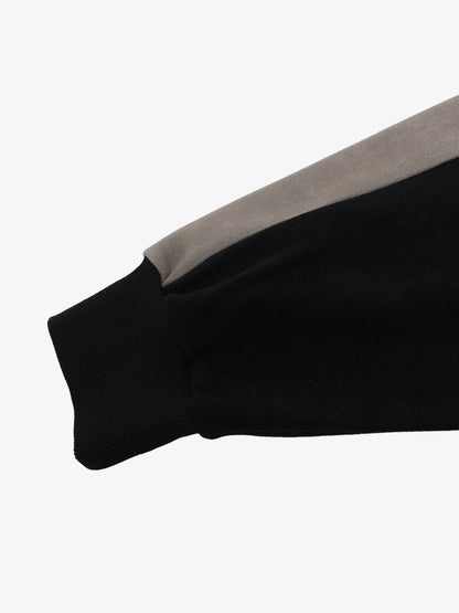 Suede Foam Letter Patchwork Zipper Shorts Jacket