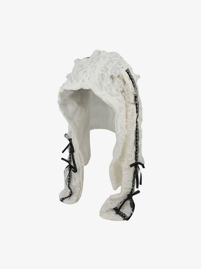 Elegant Lace Bonnet with Adjustable Ties for Versatile Styling