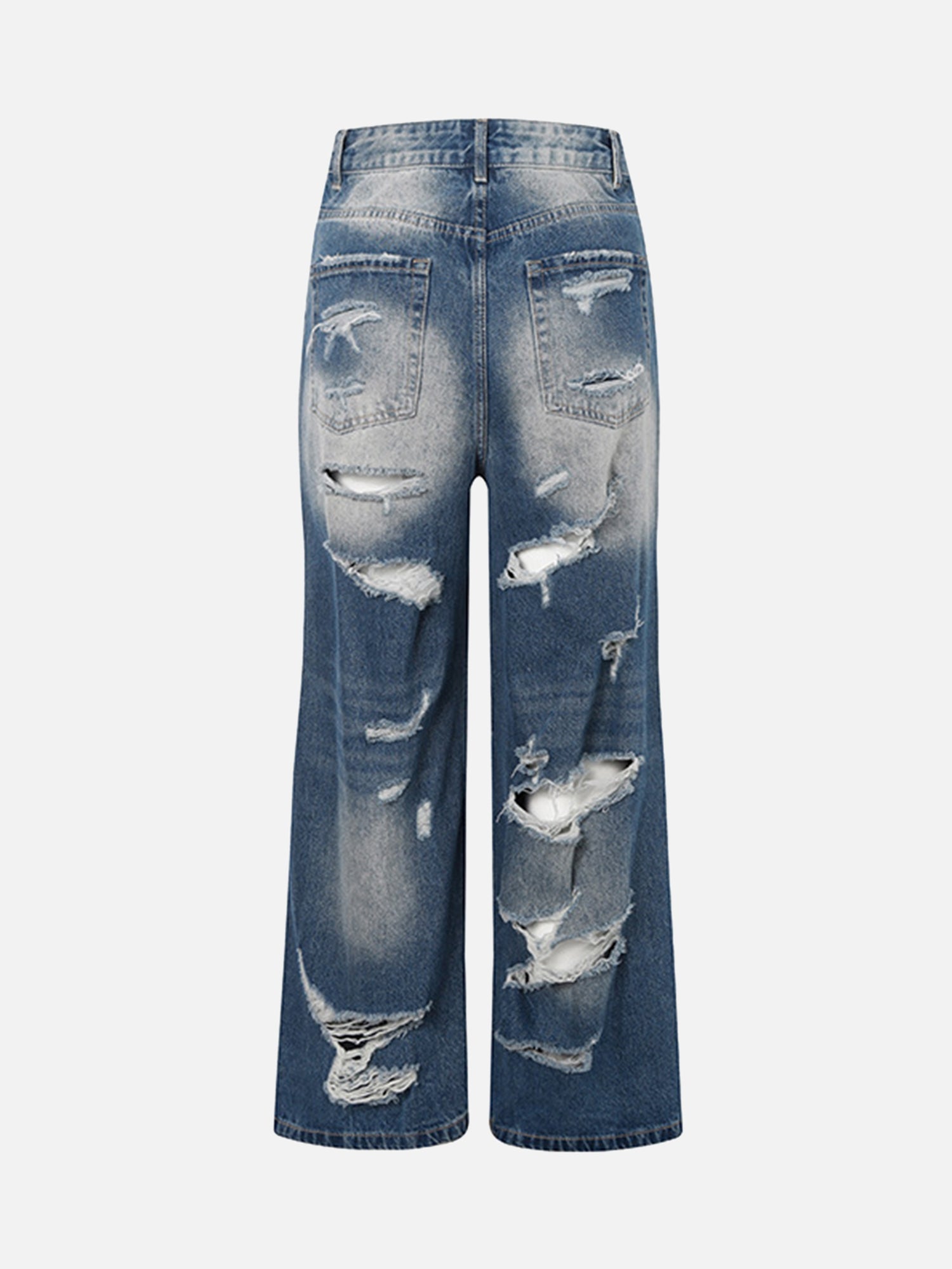 High Street Heavy Duty Ripped Washed Straight Jeans