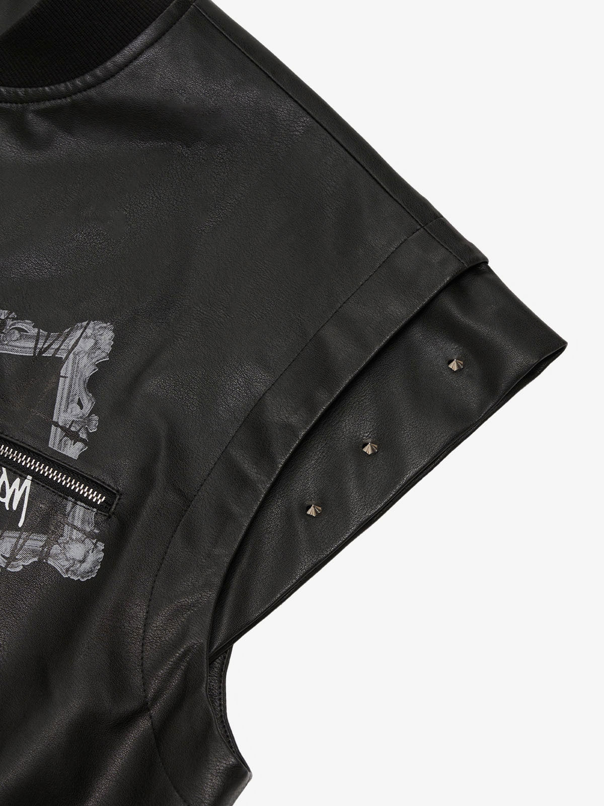 Thorn Destruction Frame Pattern Leather Vest