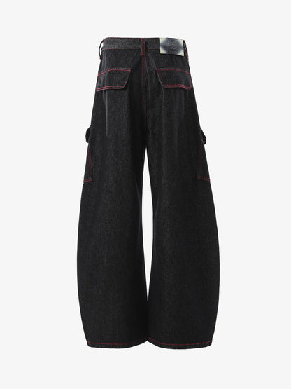 High-Waisted Wide-Leg Cargo Pants with Unique Pocket Design