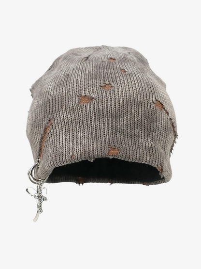 Fashionable Cross Charm Beanie Hat for Winter and Fall - Trendy Knit Cap with Unique Accessories