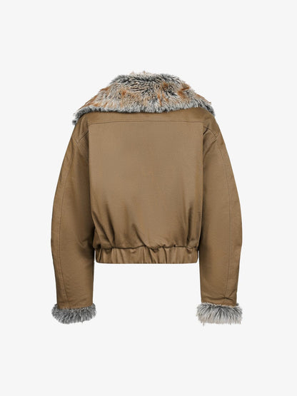 Winter-Ready Corduroy Jacket with Faux Fur Trim for Men