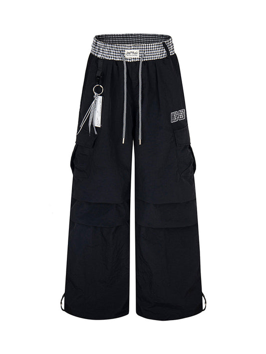 Double Waist Drawstring Baggy Cargo Pants