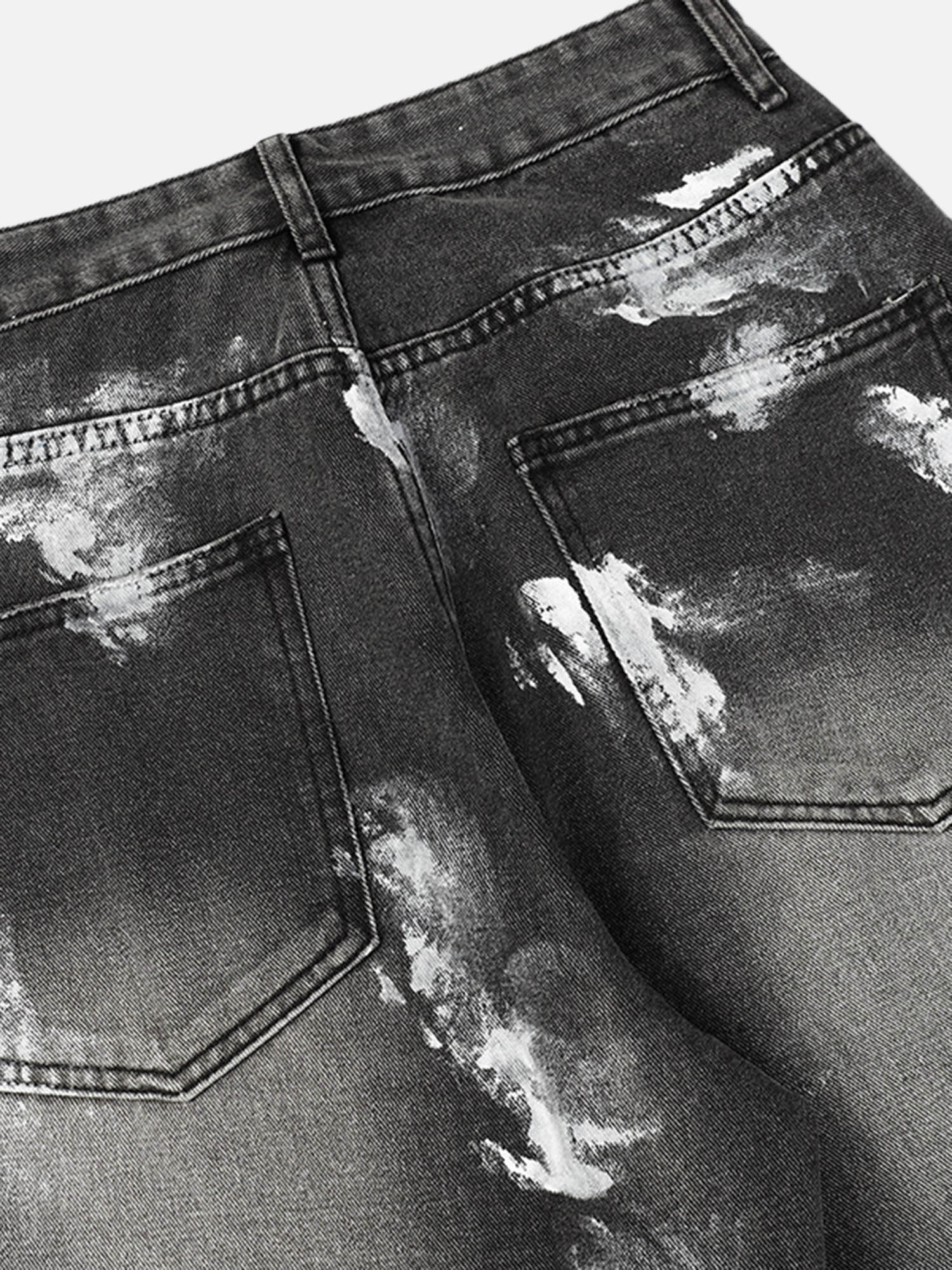 American Street Fashion Heavy Industry Washed Distressed Jeans