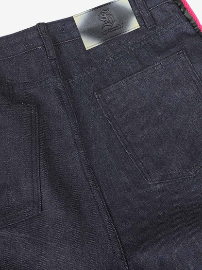 Retro High Street Color-Block Baggy Jeans