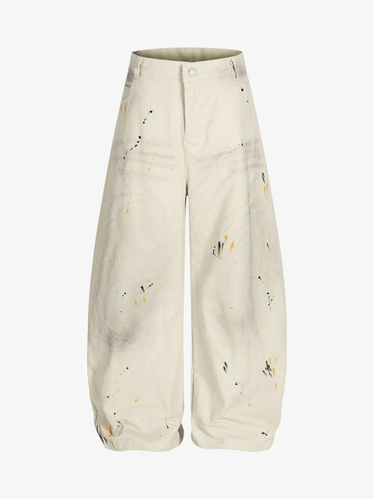 Retro Inkjet Dirty Dyed Barrel Pants