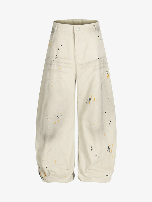 Retro Inkjet Dirty Dyed Barrel Pants