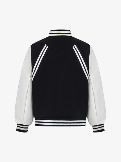 Retro Stripe With Contrast Stitching Baseball Jacket