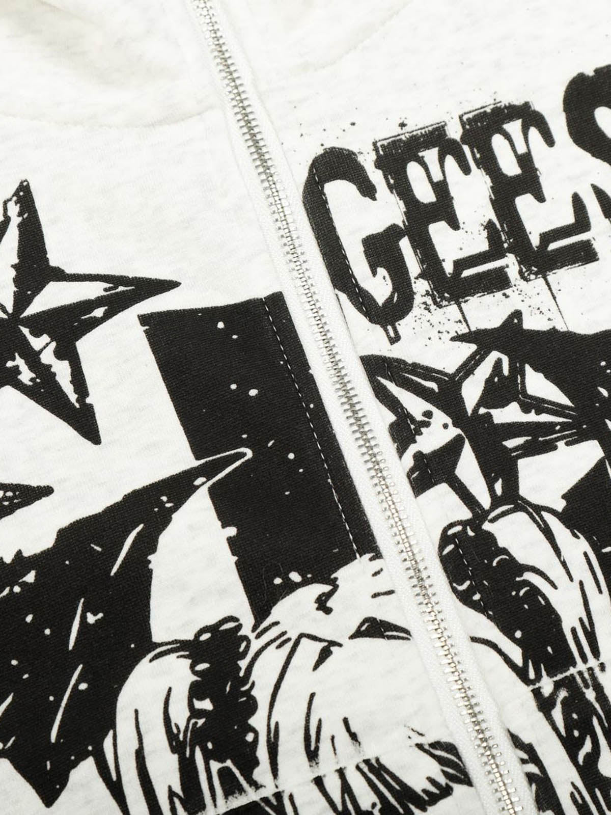 Retro Fur Collar Cartoon Pattern Zipper Hooded Sweatshirt