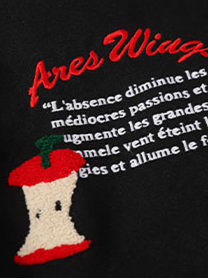 Apple Flocking Embroidered Baseball Jacket