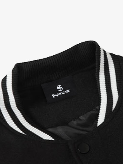 Apple Flocking Embroidered Baseball Jacket