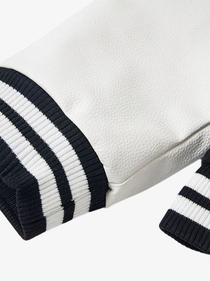 Retro Stripe With Contrast Stitching Baseball Jacket