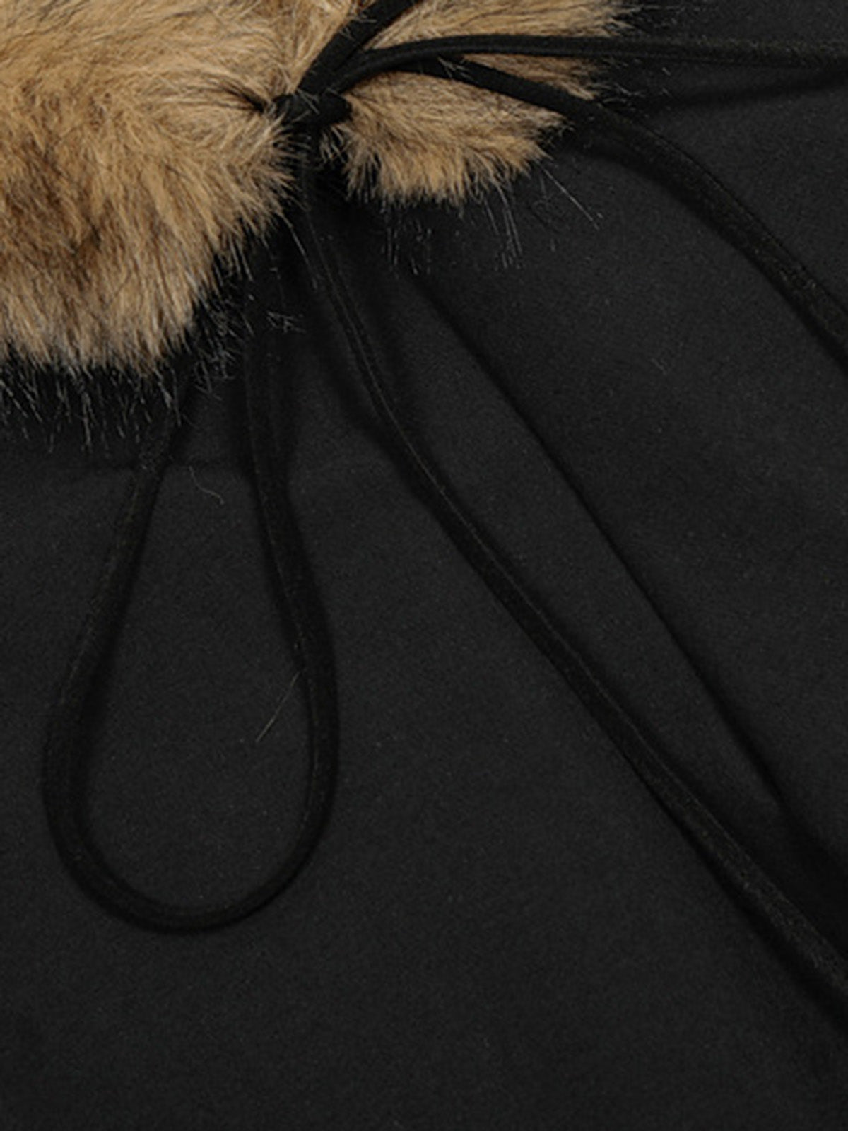 Detachable Fur Collar Drawstring Wide-Leg Pants