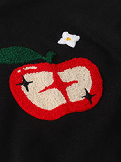 Apple Flocking Embroidered Baseball Jacket
