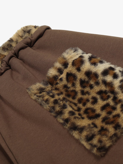 Leopard-Trimmed Wide-Leg Lounge Pants with Unique Print Design