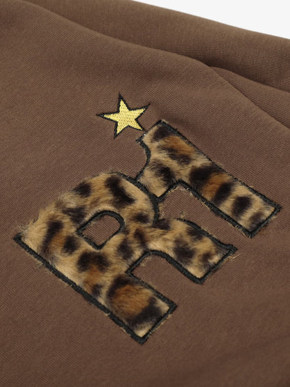 Leopard-Trimmed Wide-Leg Lounge Pants with Unique Print Design