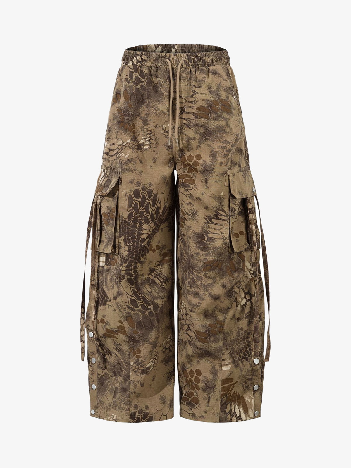 Camouflage Cargo Culottes with Adjustable Drawstring and Side Slits