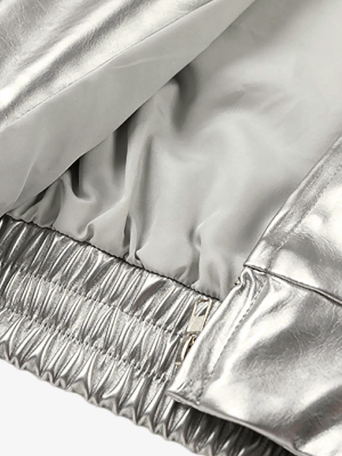 Number 11 Reflective Metallic Leather Track Jacket