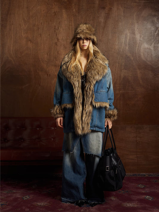 Winter-Ready Corduroy Jacket with Faux Fur Trim for Men