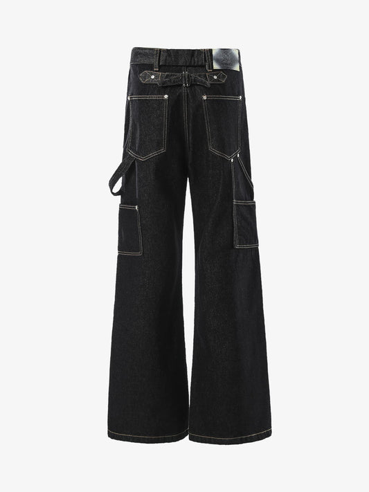 High-Waisted Wide-Leg Cargo Pants with Unique Pocket Design