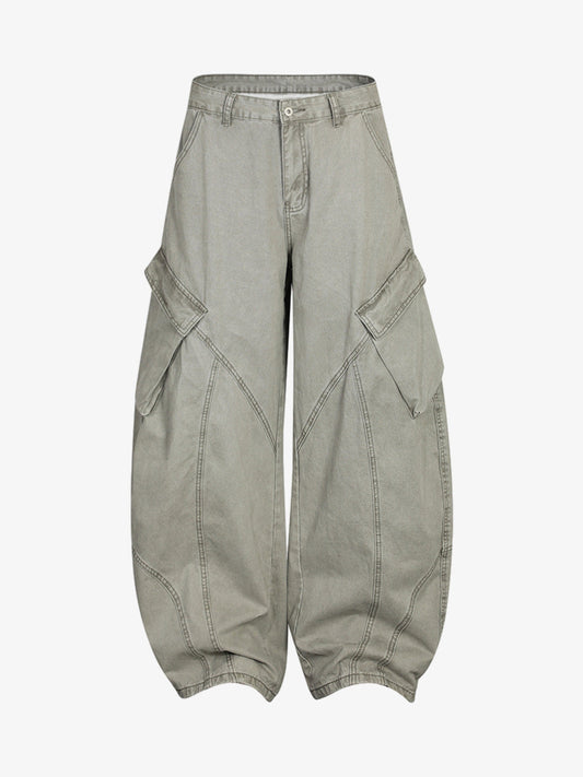 Wide-Leg Cargo Pants with Unique Pocket Design for Casual Style