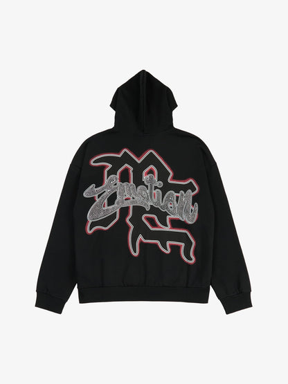 Retro Hip-Hop Cupid Rhinestone Zip Up Hoodie