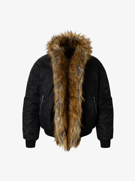 Winter-Ready Corduroy Jacket with Faux Fur Trim for Men