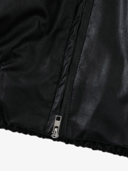 Stylish Black Puffer Jacket with High Neck and Bubble Sleeves for Women