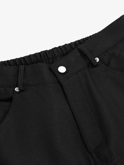 Stylish High-Waisted Black Trousers with Crystal Embellishments