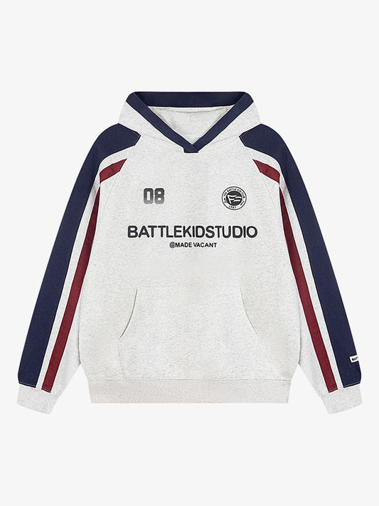 Retro Contrast Color Letter Print Hoodie