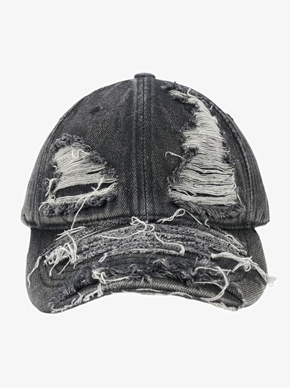 Distressed Denim Baseball Cap for Trendy Looks