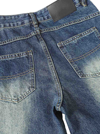 Washed Distressed Deconstructed Pleated Scimitar Jorts