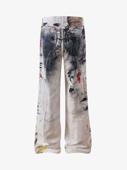 Artistic Splash Wide-Leg Jeans - Perfect for Casual and Fashionable Looks
