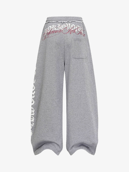 Stylish Wide-Leg Sweatpants with Unique Embroidery for Casual Wear