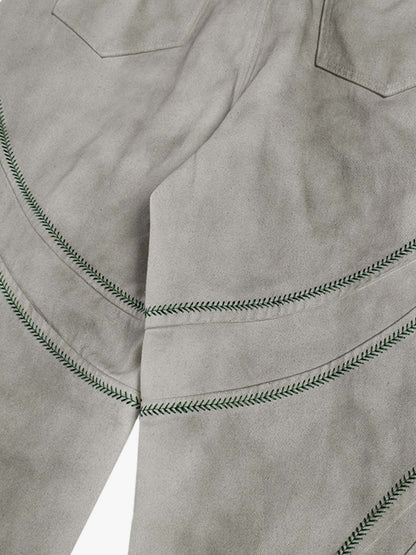 Stylish Wide-Leg Trousers with Unique Embroidered Design for Women