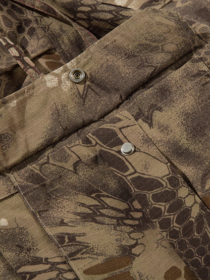 Camouflage Cargo Culottes with Adjustable Drawstring and Side Slits