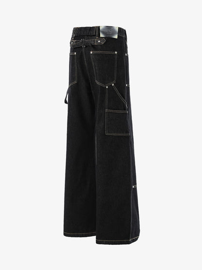 High-Waisted Wide-Leg Cargo Pants with Unique Pocket Design