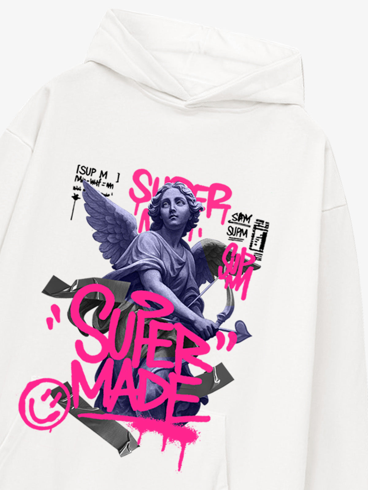 Graffiti Angel Print Hooded Sweatshirt