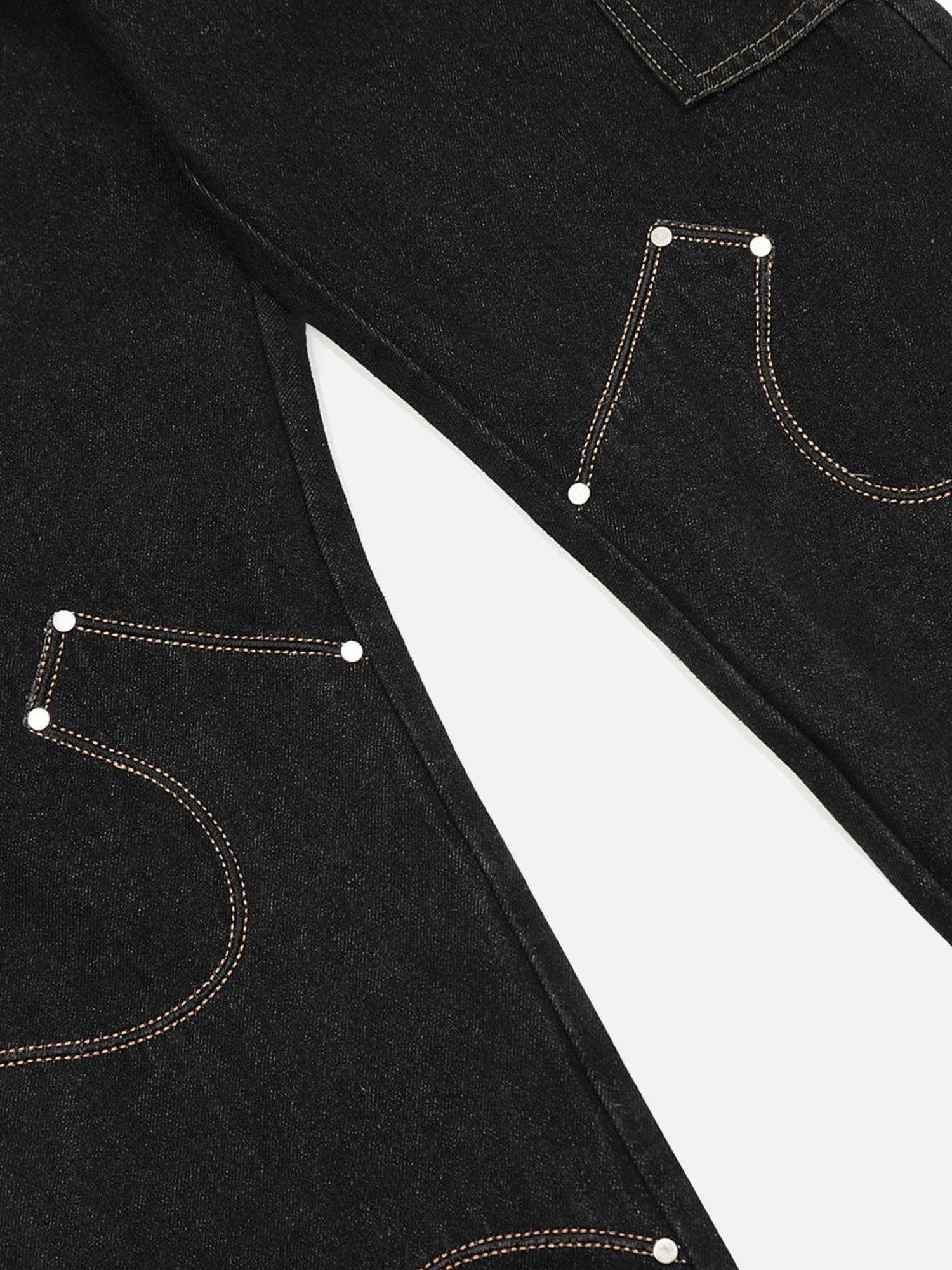 Thesupermade Fashionable Niche Design Pocket Work Jeans