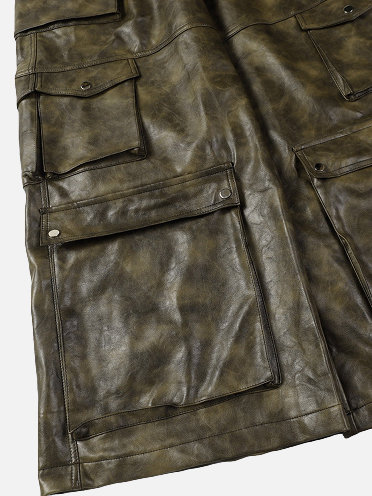 Thesupermade Hip-hop High Street Multi-pocket Leather Cargo Pants